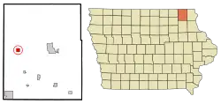 Location of Ridgeway, Iowa