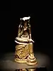 Semi-seated Bodhisattva Maitreya, Silla, early 7th century.  Gilt bronze, h.  17.1&nbsp;cm.  National Museum of Korea.
