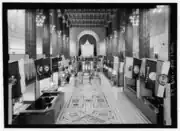 The historic lobby floor pictured in 1933, now covered by artificial turf for the UA Fitness Performance Center