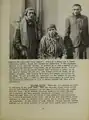 Picture of three liberated inmates, two wearing the black and white striped concentration camp inmate clothing, p.&nbsp;13