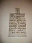 Informations en latin sur la date de la consécration de l'église par Mgr Florian Desprez, archevêque de Toulouse.