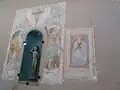 Paroi de gauche: Fresques et statuette saint Sébastien