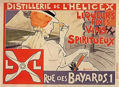 Distillerie de l'hélice, 1895 (Lithographie en couleurs ; Inv. Renardy nº B-20 ; 54&nbsp;×&nbsp;74&nbsp;cm), Paris, Bibliothèque nationale de France