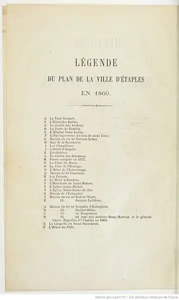Légende du plan.