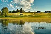 Maisons sur le rivage.