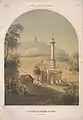 Le monument aux droits de Magdebourg avec en contrehaut le monument à saint Vladimir, lithographie du XIXème s.