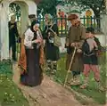 Près de l'église, 1921, carton, huile, 38 х 39