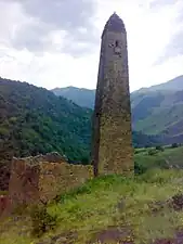 Exemple de tour de garde tchétchène, celle de Motsaroï&nbsp;(ru) d'architecture vainakh&nbsp;(ru).