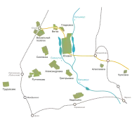 Carte de Iouzovka et de ses alentours au début du XXe&nbsp;siècle.