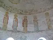 Peinture dans la coupole de la tour-escalier XIIe&nbsp;siècle