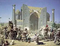Triomphe par Vassili Verechtchaguine, représente la médersa Cher-Dor sur le Régistan.