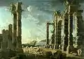 Vestiges du port de la Rome antique d'Ostie par Leonardo Coccorante.