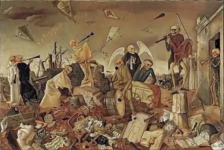 Le Triomphe de la mort, 1944&nbsp;. Dernière œuvre connue de Felix Nussbaum..