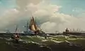 View of Paulus Hoeck (Hook), New Jersey from New York Harbor, vers 1862