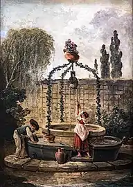Personnages autour d'un puits - Hubert Robert