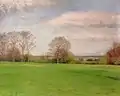 Paysage avec arbres et pâturage (huile sur contreplaqué, 1921)