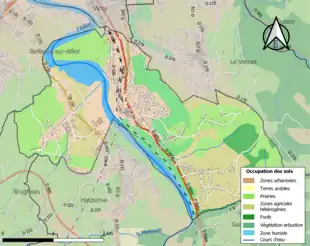 Carte en couleurs présentant l'occupation des sols