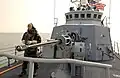Un canon automatique Mk38 de 25 mm à bord de l'USS Chinook (PS-9)
