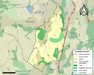 Carte en couleurs présentant l'occupation des sols.
