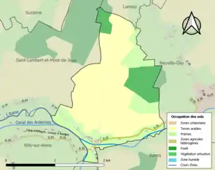 Carte en couleurs présentant l'occupation des sols.