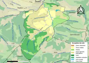 Carte en couleurs présentant l'occupation des sols.