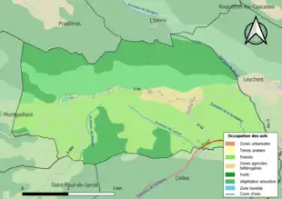 Carte en couleurs présentant l'occupation des sols.