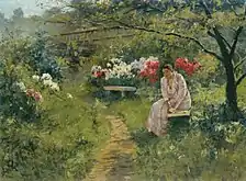 Dans le jardin, début XXe&nbsp;siècle