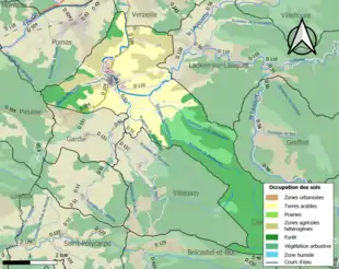 Carte en couleurs présentant l'occupation des sols.