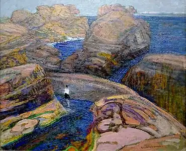 Rochers rouges à Ploumanac'h (huile sur carton, collection particulière).