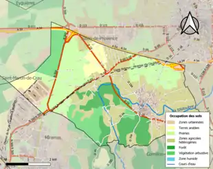 Carte en couleurs présentant l'occupation des sols.