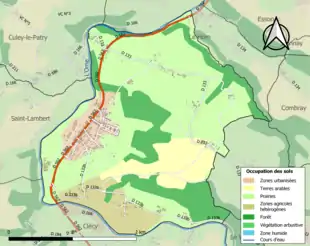 Carte en couleurs présentant l'occupation des sols.