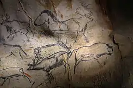 23&nbsp;: Panneau des rennes, avec cheval et bison.