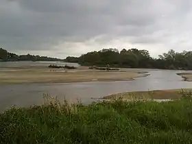 Bec d'Allier vu de Cuffy : Loire (à gauche), Allier (à droite).
