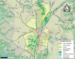 Carte en couleurs présentant l'occupation des sols.