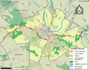 Carte en couleurs présentant l'occupation des sols.