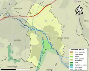 Carte en couleurs présentant l'occupation des sols.