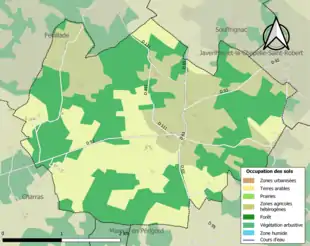 Carte en couleurs présentant l'occupation des sols.