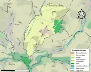 Carte en couleurs présentant l'occupation des sols.