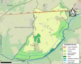 Carte en couleurs présentant l'occupation des sols.