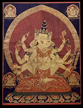 Thangka de Guhyasamaja Akshobhyavajra, XVIIe&nbsp;siècle, Tibet central, Rubin Museum of Art.