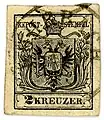 2 kreuzer papier machine, oblitéré à ROHRBACH (Haute Autriche)