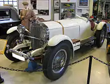Photo d'une Mercedes-Benz SSK exposée au musée Bil & Teknikhistoriska Samlingarna.