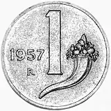 Pièce d'une lire de 1957.