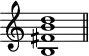 
\header {
  tagline = ##f
}

\score {
  \new Staff \with {
    \remove "Time_signature_engraver"
  }
  \relative c'' {
    \key c \major
    \time 9/1
    \tempo 1 = 60
    \autoBeamOff
    \clef treble
    \override Rest #'style = #'classical

      << b,1 fis' b d >>

    \bar "||"
  }
  \layout {
    \context {
      \Score
      \remove "Metronome_mark_engraver"
    }
  }
  \midi {}
}
