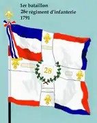 Drapeau du 1er bataillon du 28e régiment d'infanterie de ligne de 1791 à 1793