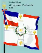 Drapeau du 1er bataillon du 43e régiment d'infanterie de ligne de 1791 à 1793