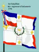 Drapeau du 1er bataillon du 90e régiment d'infanterie de ligne de 1791 à 1793