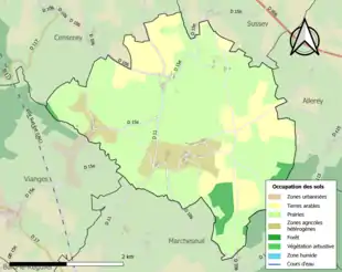 Carte en couleurs présentant l'occupation des sols.