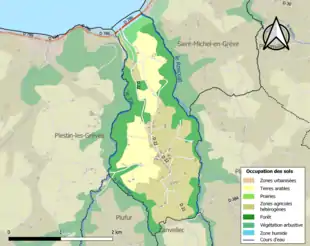 Carte en couleurs présentant l'occupation des sols.