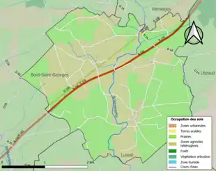 Carte en couleurs présentant l'occupation des sols.